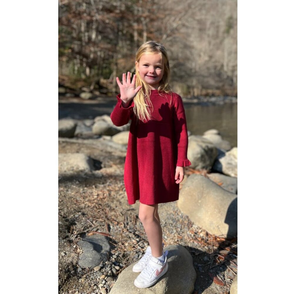 NWT Vignette Sonya Dress Girls Size 8 Deep Red Comfy Cozy $52